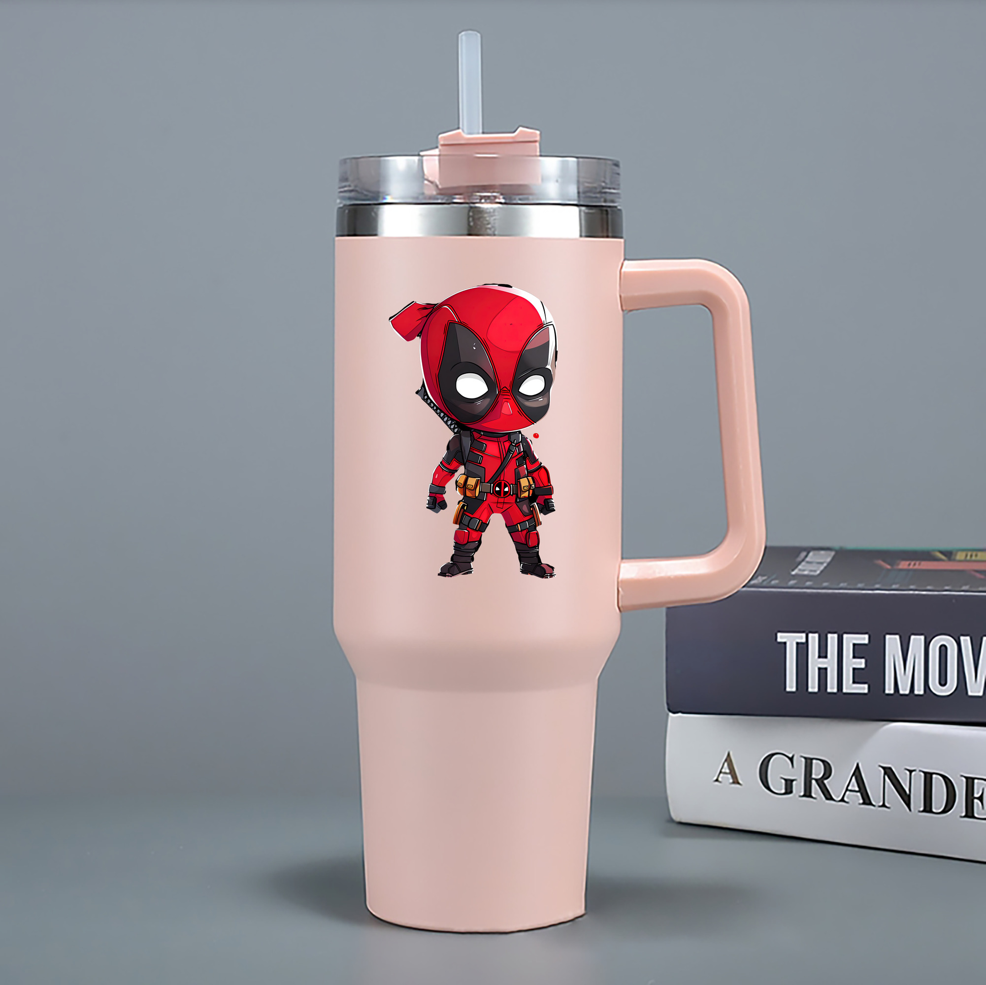 （画像用） Deadpool デッドプール 1200mL車用タンブラー - クリスタルステッカー（プラスチックストロー付き）